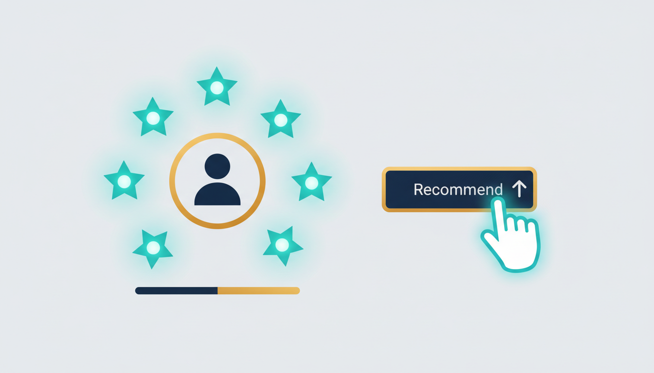 Illustration montrant un profil freelance optimisé avec des étoiles de recommandation.