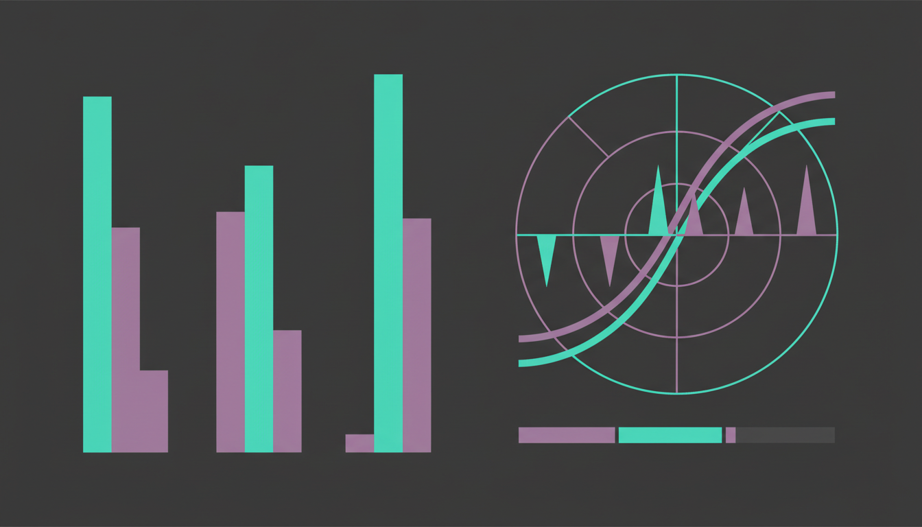 Graphique comparatif minimaliste et moderne représentant des performances de benchmarks.