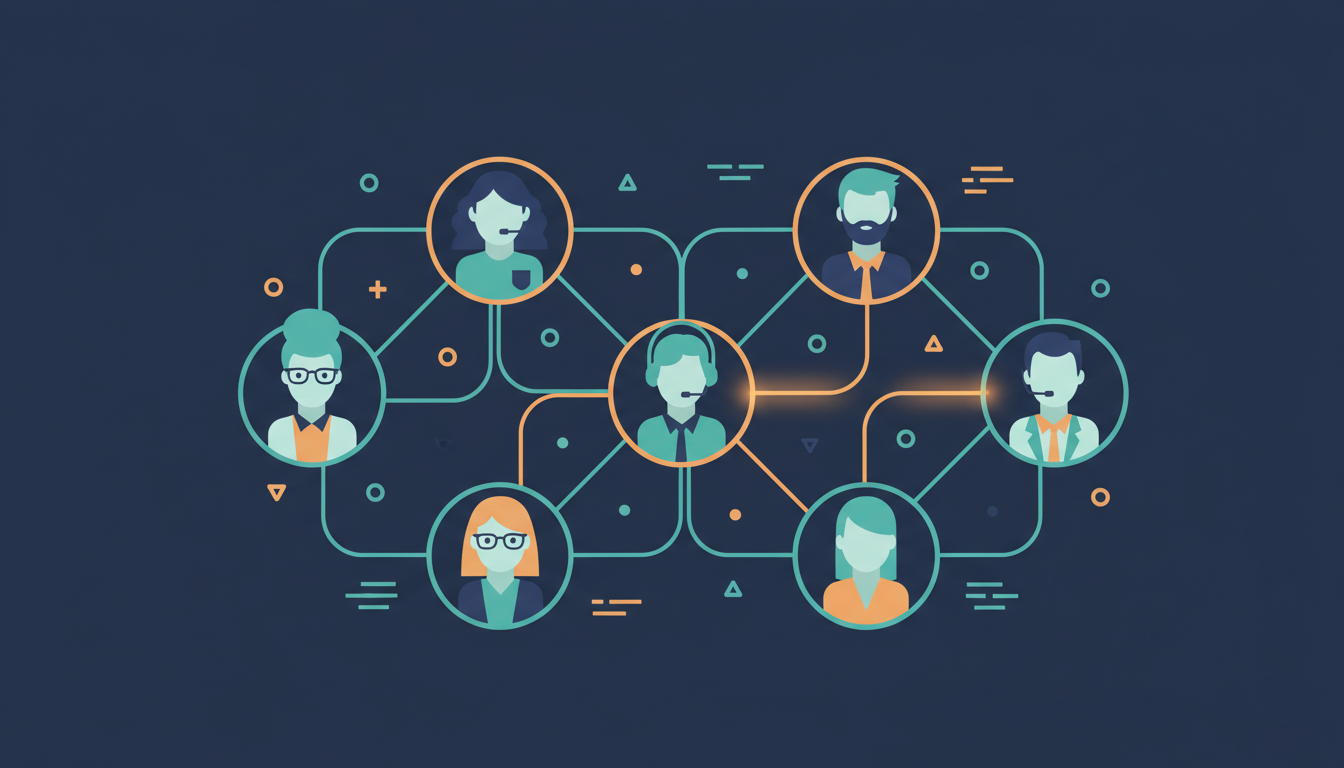 Illustration d'un collectif de freelances travaillant en synergie.